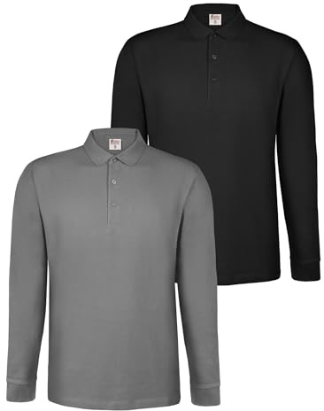 ALPIDEX Pikétröja Herr 2-Pack Långärmad 100% Bomull Piké Enfärgad