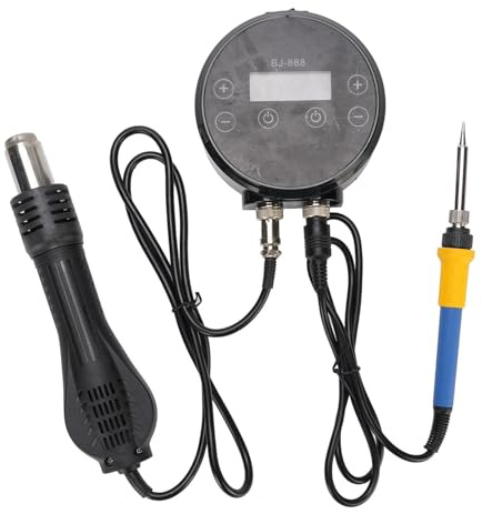Stazione di Saldatura da 2 in 1, Kit di Stazione di Rilassazione a Caldo del Display Digitale con 3 Ugelli, Schermo LCD, Controlli Touch (Spacnanaivr98ggz1e-11)