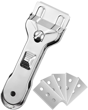MOPZIJA Ceranfeldschaber 5 Ersatzklingen mit Glasschaber, Keine Kratzer, Geeignet für Glaskeramik und Induktionskochen, Dedicated Glass Scraper, Sturdy and Durable,ceranfeldschaber klingen