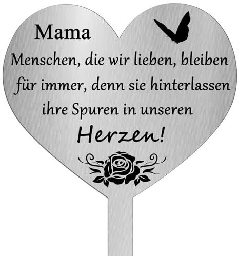 TJUSPIRIT Papa/Mama/Opa/Oma Grabschmuck Grabdeko Grabstecker Edelstahl | mit Gravur Menschen, die wir lieben, bleiben für Immer, denn sie hinterlassen ihre Spuren in unseren Herzen!