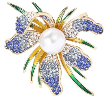 Hattba Broche élégante en forme d'orchidées sophistiquées pour femmes pour réunions d'affaires et soirées, 1.8x2.1inch(4.6x5.4cm), Métal