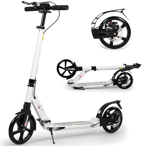 Tretroller, Kickscooter für Kinder ab 8–12 Jahren, 200 mm große Räder, Roller für Erwachsene mit Scheibenbremsen, Erwachsenenroller mit Tragegurt und doppelter Stoßdämpfung, Faltbar