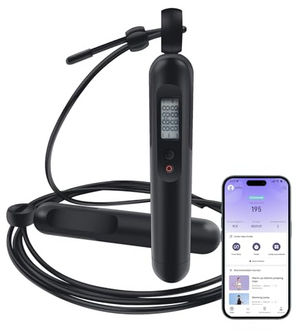 Fitdays Smart Skipping Rope for Adults with Counter and APP Data Analysis | Digital Fitness Ropes for Indoor Outdoor Workout | Adjustable Jump Rope for Calories Burning, Boxing, Home Exercise, Gym
