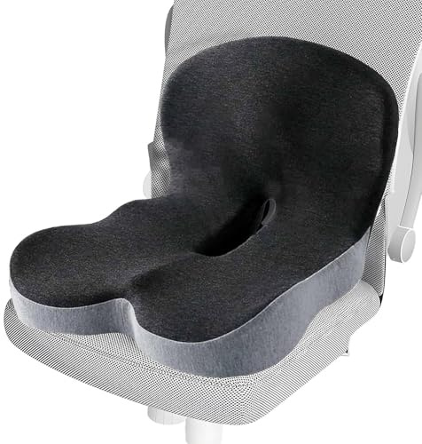 Genérico Cojín para Espalda y Asiento - Cojín Integrado en Forma de L con Espuma Viscoelástica | Protección para El Coxis Y Soporte Lumbar para Adultos Mayores Y Viajes