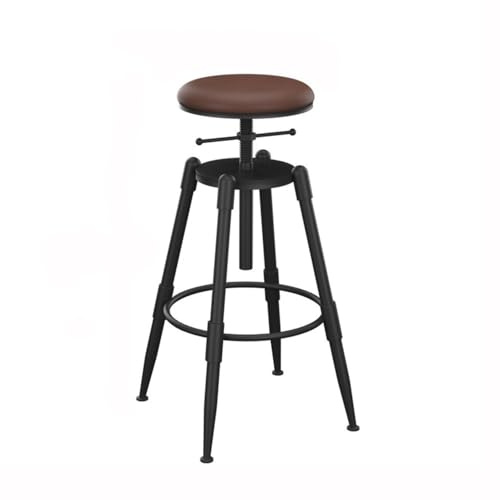 Hög kökssits Leather Bar Stool Swivel Restaurant Lift High Chair Brown