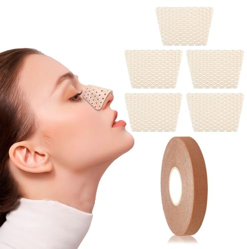 Thermoplastic Nasal Splint & Facial Lift Tape,Alcohol-Free,Electricity-Free Nose Fixation&Lifting Kit,Reusable Trapezoidal Nose Clip&Elastic Bandage,Beauty Care Accessories for Daily Use (6-Piece Set)