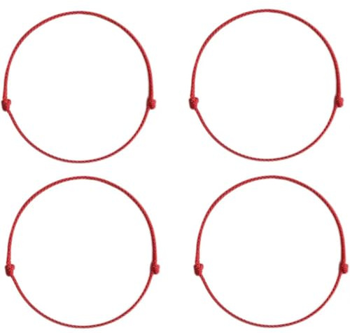 Generisch Inoe Kabbala Glücksarmband, Tibetisches Rotes Armband aus Schnur, Einstellbar für Damen & Herren, 4 Stück