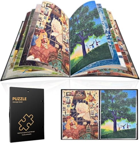 BINOTHINK Puzzle Aufbewahrungsordner für 1000 Teile: Puzzle-Organizer mit großer Kapazität, tragbar mit 12 Taschen, tragbar - Ideal zur sicheren staubdicht und schützendes Puzzle-Zubehör