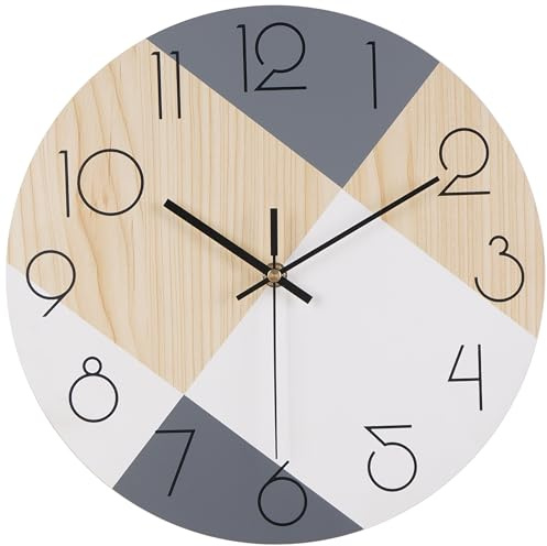 Sinsoledad Wanduhr Ohne Tickgeräusche Modern Wanduhren MDF Holzoptik für Wohnzimmer Küche