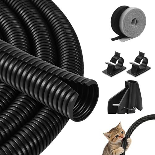 10Ft Cable Tidy Sleeve Easy-Install Flexible Conduit Wire Protector from Pets Flexible Cuttable Cord Protector, Pet Chewing Protection for Home/Office/TV/PC (10mm)