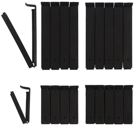 KUMD 22er Set Beutelclips, Verschlussclips für Lebensmittel-Verpackungen, Tütenclips luftdicht für Küche & Vorratsschrank, Matt-Schwarz, 2 Größen (10 große + 12 kleine Frischhalteklammern)