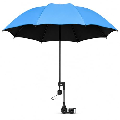 Genérico Parasol Universal para Silla con Pinza Ajustable, Sombrilla Plegable con Protección UV e Impermeable para Silla de Ruedas, Cochecito y Carrito de Golf