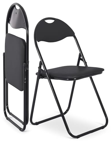 RABURG Paul Klappstuhl, 2er-Set, Metall beschichtet, gepolstert, Schwarz | Belastbarkeit ca. 100 kg, klappbar, gepolstert, Metallgestell, für Gäste, Büro, Event und Party