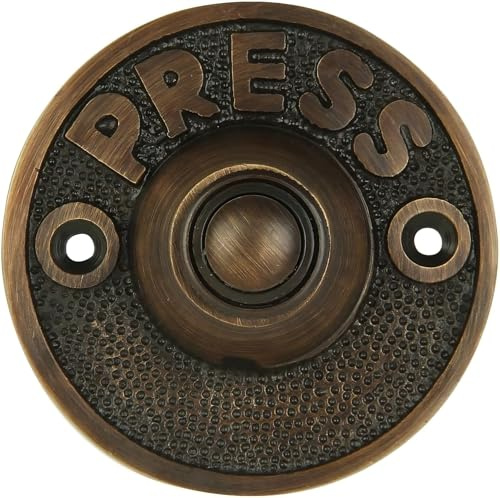 A29 Oil Rubbed Bronze Doorbell Button – 2 1/2 x 2 1/2 – Vintage Decorative Style Push Button in Brass with Recess Mount – Antique Finish, Wired for Two-Wire Chimes, Weather Resistant, DIY Install