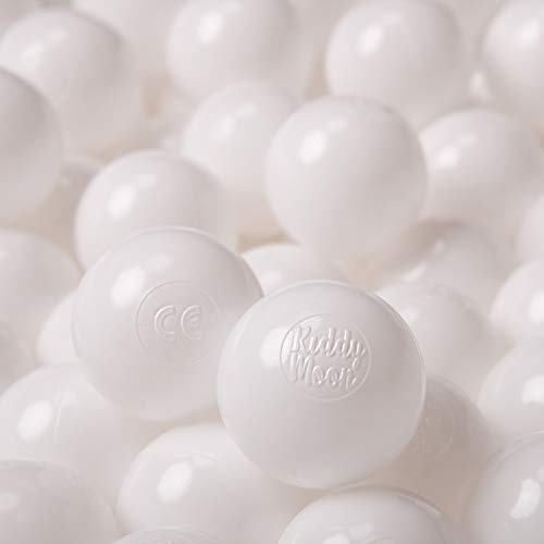 KiddyMoon 1200 ∅ 6Cm Kinder Bälle Für Bällebad Spielbälle Baby Plastikbälle Made In EU, Weiß