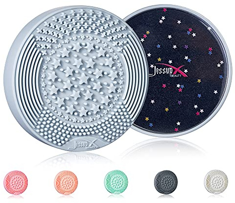 Jessup-Limpiador de brochas de maquillaje, esponja, almohadilla de limpieza, caja de estrellas, limpiador de brochas multifunción, cepillos húmedos y secos, esponja para quitar, A004