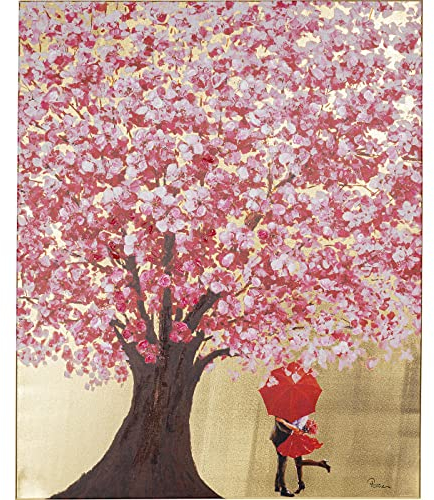 Kare Design Bild Touched Flower Couple Gold/Pink, Bilddruck, Wandbild, Bild mit Rahmen, Canvas, Acrylfarbe, handgemalte Details, Modern, Wohnzimmer, Schlafzimmer, Flur, 100x80 cm (L/B)