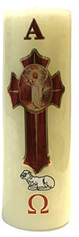 Cirio Paschal Candle Easter Lent Holy Week Pascual Lamb Cross Alpha Omega 4 x 1.25