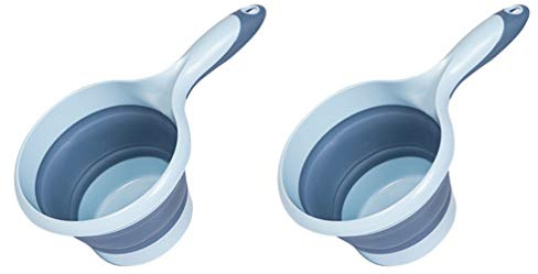 DOITOOL Foldable Water Ladle Long Handle Hangable Light Blue 2 pack