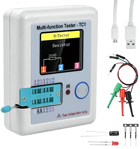 Tester Transistor Multifunzione, Transistor Retroilluminato TFT LCR-TC1, Display Grafico Colorato Tascabile LCR ESR per Transistor Resistore Condensatore Triodo Diodo, 1,8 pollici