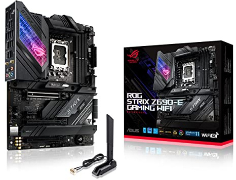 ASUS ROG Strix Z690-E Gaming WiFi 6E LGA 1700 (Intel 12e génération) Carte mère de jeu ATX (PCIe 5.0, DDR5, 2,5 Go LAN, Thunderbolt 4,5xM.2, 1xPCIe 5.0 M.2, carte ROG Hyper M.2, panneau avant USB 3.2