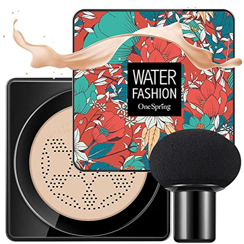 BB Cream, CC Creme, Mushroom Head Air Cushion BB Cream, Líquida Fundación, Ocultador, Base de Maquillaje, Maquillaje de Larga Duración, Hidratante Corrector Permeable al aire Brillo, (Blanco marfil)