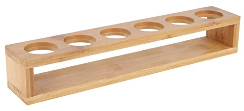 Joyzan Desktop-Weinglasregal, einreihig, Display-Regal, Organizer, Weinglasregal aus Holz, 6 Löcher, kleine Flaschen, Getränkehalter für die Küche zu Hause, 32,8 x 6 x 5,5 cm[6 holes]