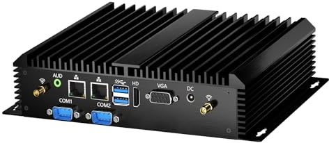 Mavsloly Mini PC sans Ventilateur avec Core i3-5005U, 16G RAM 256G SSD, Double LAN, 1*HDMI 1*VGA Double Affichage, 2*COM RS232, Wi-FI, Ordinateur Industriel avec Windows 10 Pro