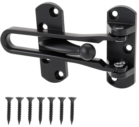 HOJLKLD Loquet de Porte pour sécurité de la maison, barre oscillante, verrous de porte d'entrée secondaire pour maison, hôtel, appartement (Noir)