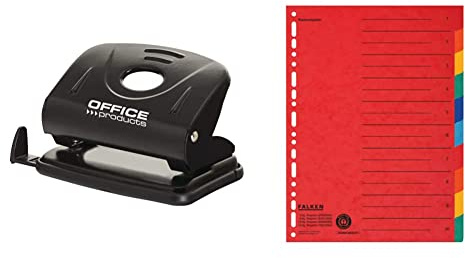 OFFICER PRODUCTS 18052211-05 Locher/bis 25 Blätter/schwarz & Original Falken Karton-Register überbreit für DIN A4+ 240 x 297 mm volle Höhe mit Organisationsdruck 10-teilig vollfarbig 2 x 5 Farben