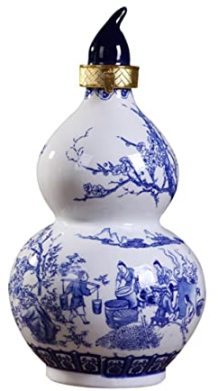 BESTonZON Ceramic Gourd Wine Bottle Creative Design for Home Wine Storage Holder Empty Bottle for Decoration