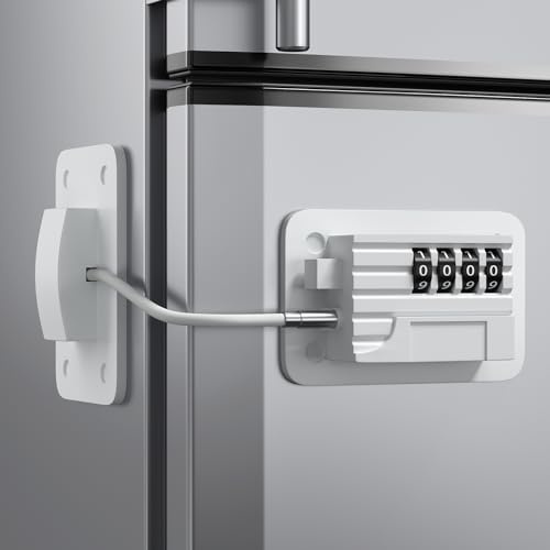 Ougourim Refrigerator Lock - Upgraded Combination Lock for Upright Freezer, Child Safety Lock for Cabinets, White