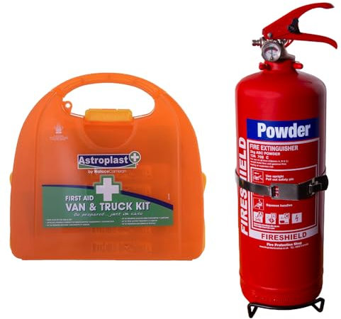 FireShield 1Kg ABC Dry Powder Fire Extinguisher & Astroplast Van & Truck First Aid Kit