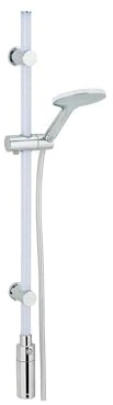 Juego de barra de ducha con alcachofa con iluminación LED, ABS, 94 cm, cromado