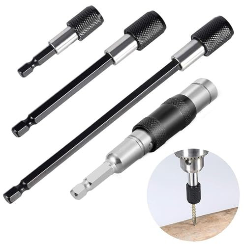 4 Pack Bit Holder, Magnetic Drill Bit Holders 60mm 100mm 150mm Long Drill Bit Holder and Hex Extension Bar Screwdriver Impact Bits Set