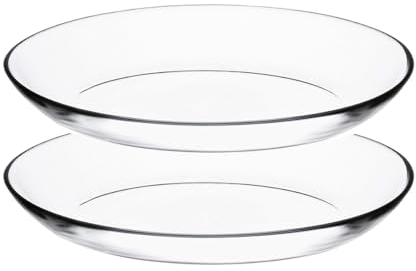 JUANIO Set de Table, Service de 2 Assiette Creuse Ovale, Plat de Service en Verre Transparent - Diamètre 25 x Profondeur 19 x Hauteur 3.4 cm