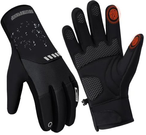 Vilico Winterhandschuhe Touchscreen Wasserdicht Warm Fahrrad | Thermo Winterhandschuhe für Herren Damen, Fleece Gefüttert, Rutschfest Silikon, für Motorrad Ski Laufen Wandern Angeln