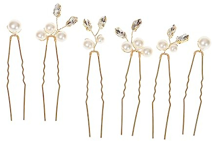 MUSISALY Haarnadel mit Hochzeitsperlen 6-teiliges Goldenes Haarnadelset für Bräute U-förmige Perlen Haarnadeln Zubehör für Bräute Kopfbedeckung für Frauen