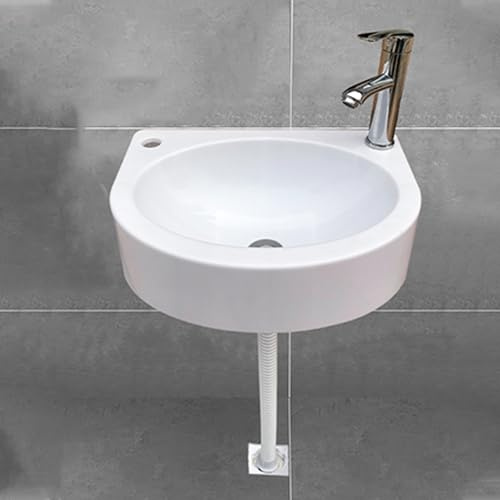 XRB2050 Lavandino a Muro in Resina, 45x34x14.5cm/17.7x13.4x5.7inch Lavandino Bagno Sospeso Salvaspazio, Lavandino Bagno Ovale per Piccolo Guardaroba Bagno Wc Degli Ospiti Bianco Accessori D