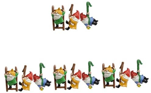Sosoport Lot De 4 Statues De Gnomes De Jardin pour Lextérieur Modèle De Paysage en Résine Style GNOME Dynamique 3 pièces X 4