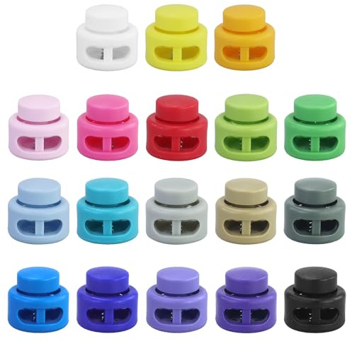 18 cierres de cordón de doble agujero de plástico, pinzas de cordón de colores para bolsas de cordón, ropa, mochilas (multicolor)