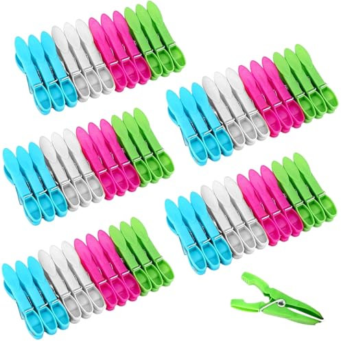 60 Mollette per Bucato Antiscivolo, Mollette di Plastica Colorate, Forte Forza di Serraggio, Ottimo per Calze, Asciugamani, Vestiti abiti 73 x 25x 12mm 5406987