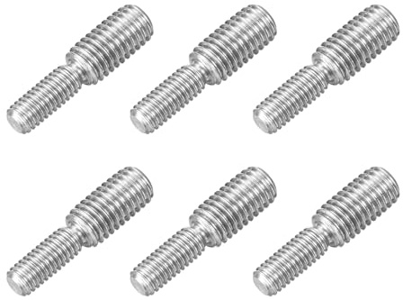 sourcing map M6 x 15 mm auf M8 x 15 mm Doppelend-Gewindebolzen, 6 Stück, 304 Edelstahl, Gewindereduzierer, Adapter für Möbel, Maschinen, Montagebefestigung