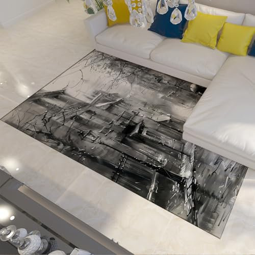 UERWOWELL Graue rutschfeste Teppiche Hazy City Street Teppich Keine Verschüttung Maschine Waschen Bodenmatte für Veranda Küche Boden Flur Wohnkultur 60x120cm