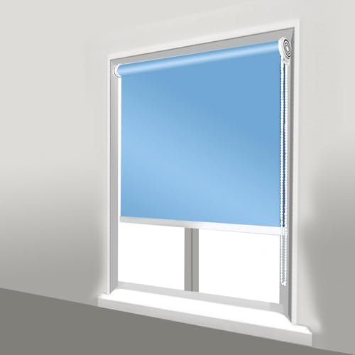 Premium Verdunkelungsrollo mit thermischen Eigenschaften für ultimative Lichtkontrolle, ideal für Zuhause und Büro, Stoff, 150 x 195 cm (Hellblau)