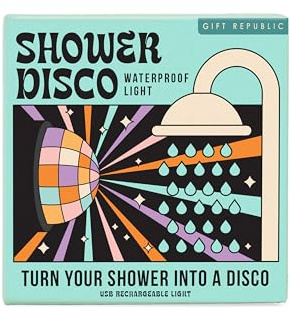 Gift Republic Shower Disco Light – Waterproof LED Bathroom Lighting – USB Rechargeable – Fun & Easy to Use – Unique Bathroom Accessory Suction Attachment