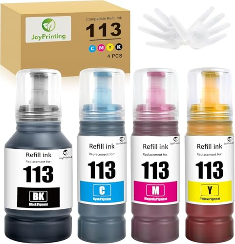JoyPrinting 113 Tinte Kompatibel mit Epson 113 Tintenpatronen Nachfülltinte Kompatibel für Ecotank ET-5150 ET-5170 ET-5800 ET-5185 ET-5805 ET-5850 ET-5855 ET-5880 ET-5885 ET-16150 ET-16650 ET-16655