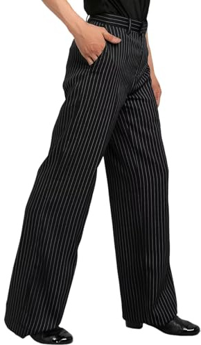 ZUCKY Mens Dance Pants Pinstripe Straight Latin Pant Professional Dance Trousers for Jazz Rumba Tango (Waist, 32) Black-b