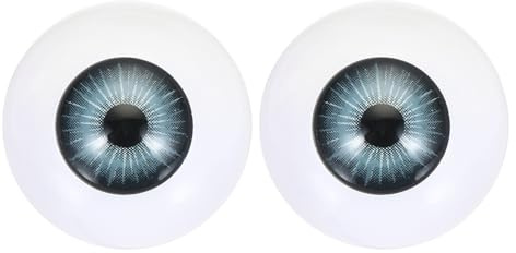 PATIKIL 24mm Doll Eyes,1 Pair Realistic Acrylic Eyes Plastic Half Eyeballs for Dolls Masks Halloween Props Art Craft, Blue Gray