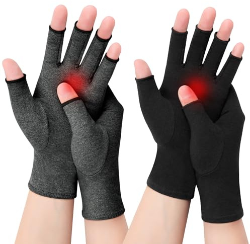 Kiiwah 2 Pares Guantes Artrosis, Guantes De Compresión Artritis para Mujer Hombres, Guantes sin Dedos Alivian El Dolor de Rsi Tunel Carpiano, Dolor de Manos, Reumatoide, Sindrome de Raynaud